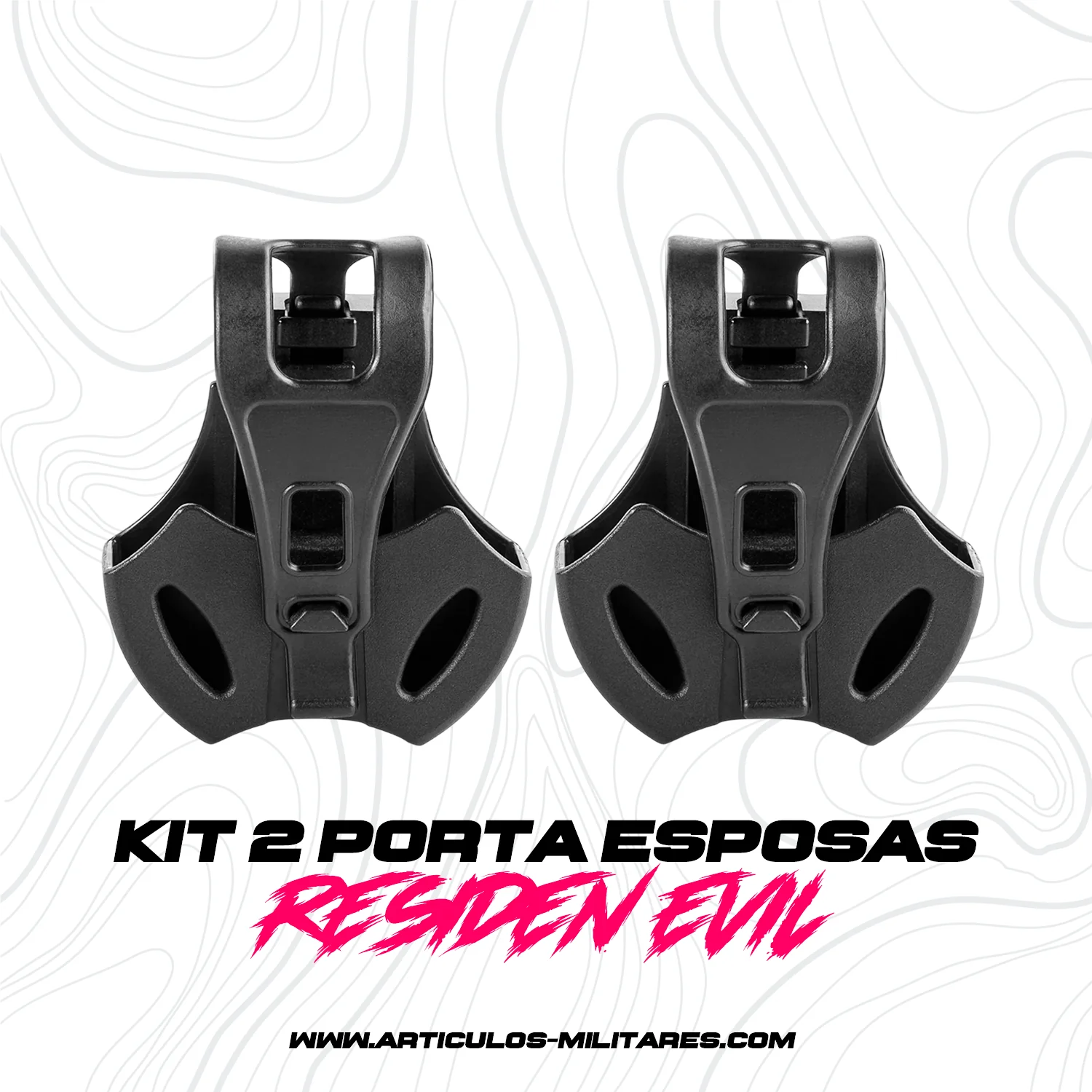 Combo de 2 Porta Esposas Policiales Tactico Negro - Imagen 2