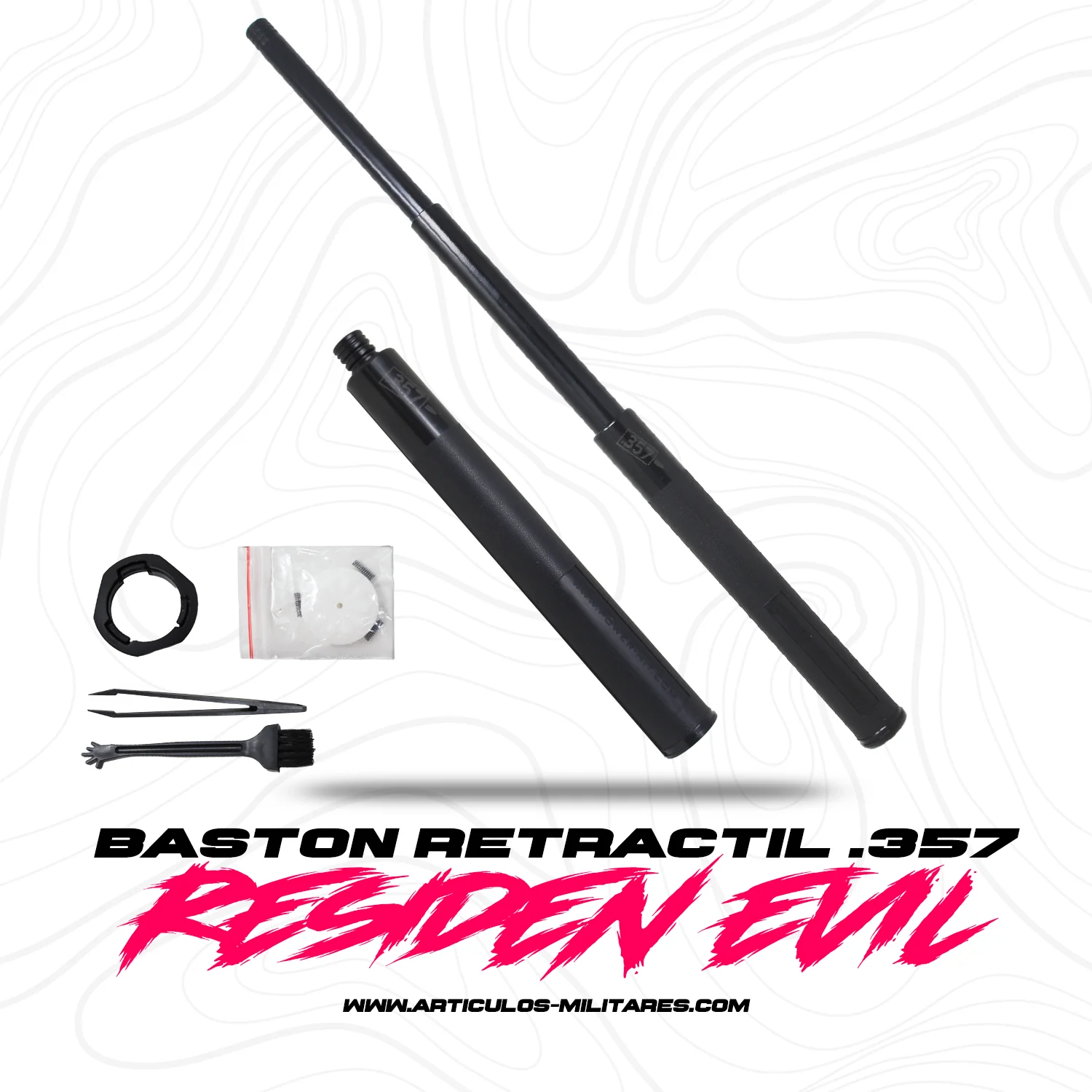 Baston Retractil 20pulgas 357 Con Boton Para Guardado Rapido