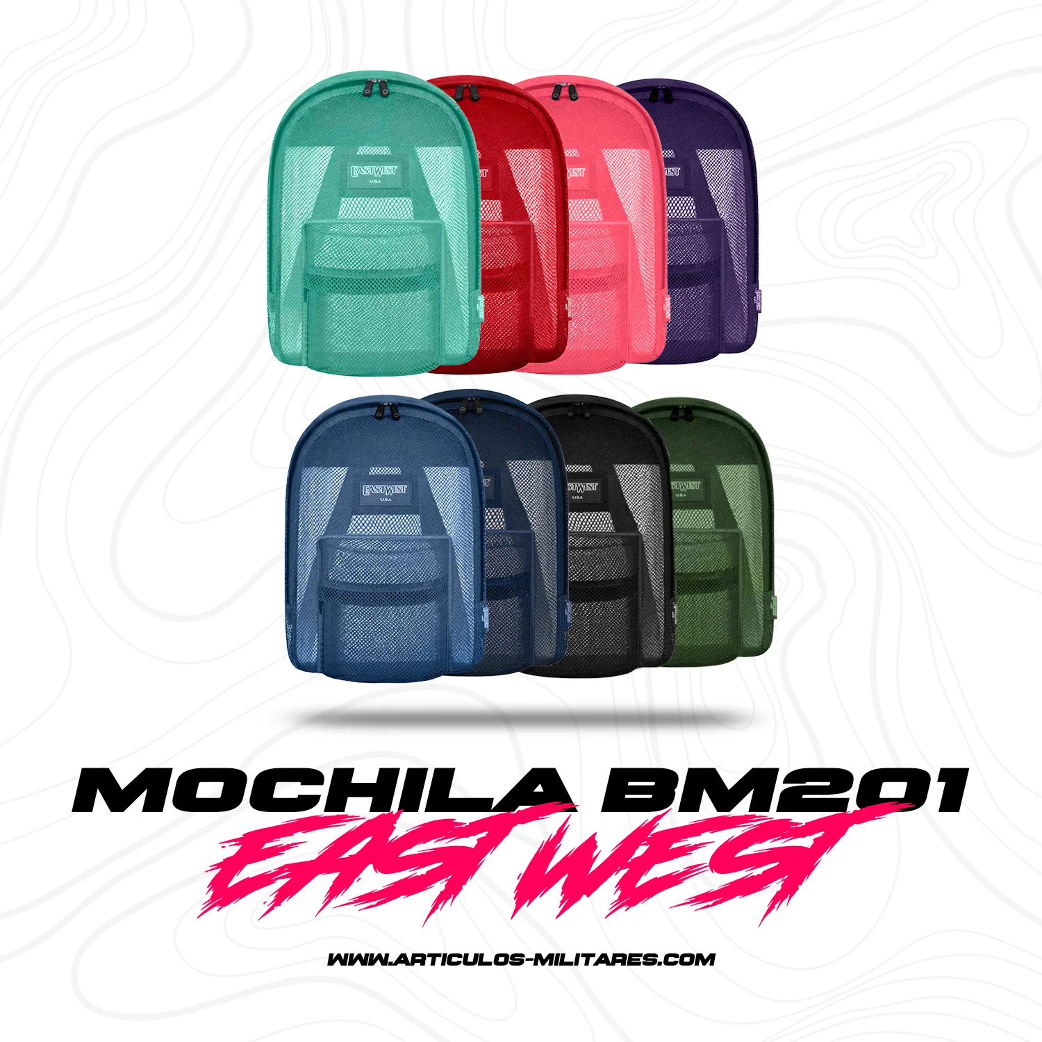 Mochila De Malla Transparente East West Bm201 Varios Colores
