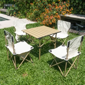 MESA ALUMINIO PLEGABLE + 4 BANCOS