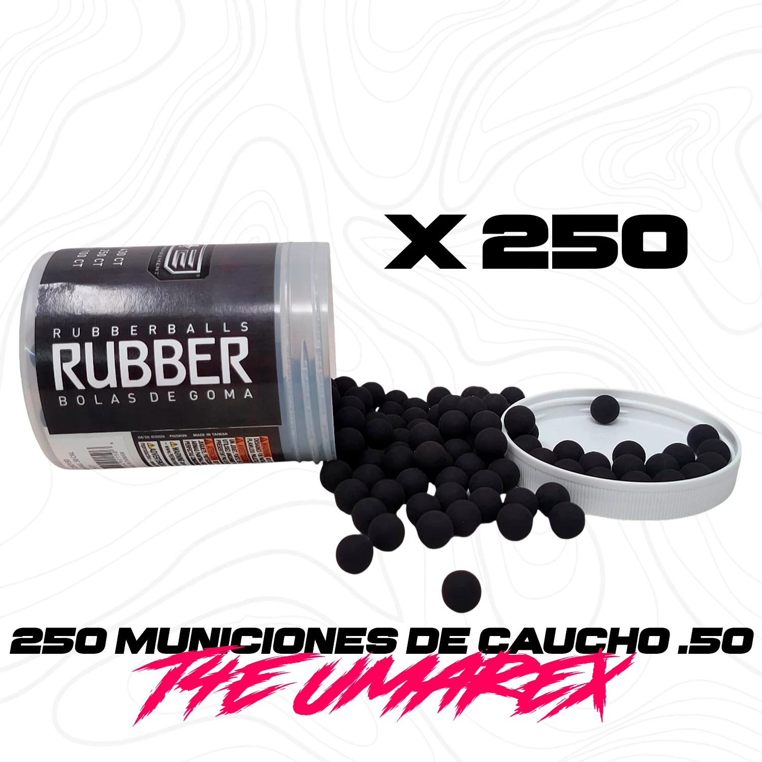 250 Municiones De Goma Calibre .50 Negras T4e Umarex