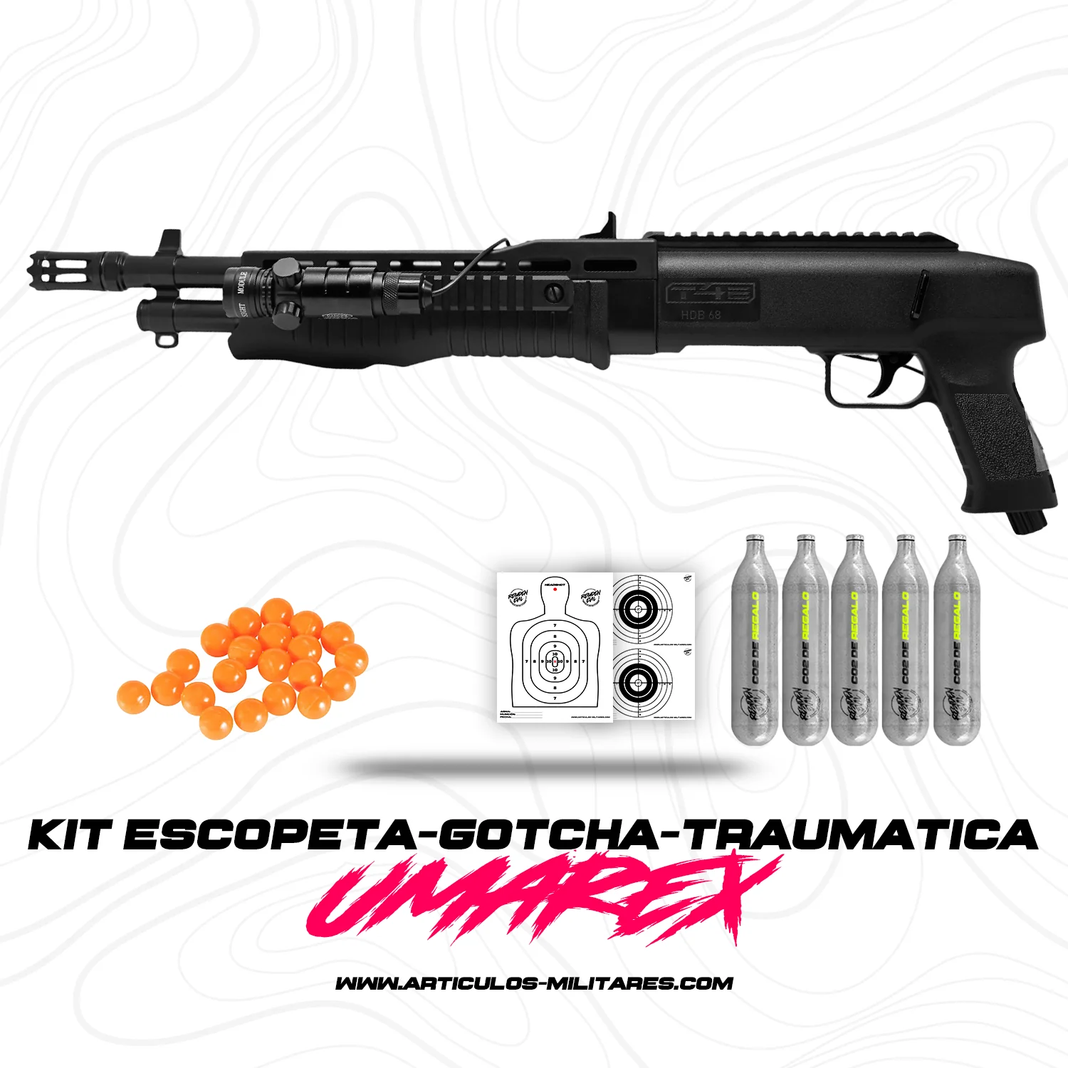 Kit Escopeta De Defensa Personal T4E Caucho/Polvo-Pintura De cO2 - Imagen 2