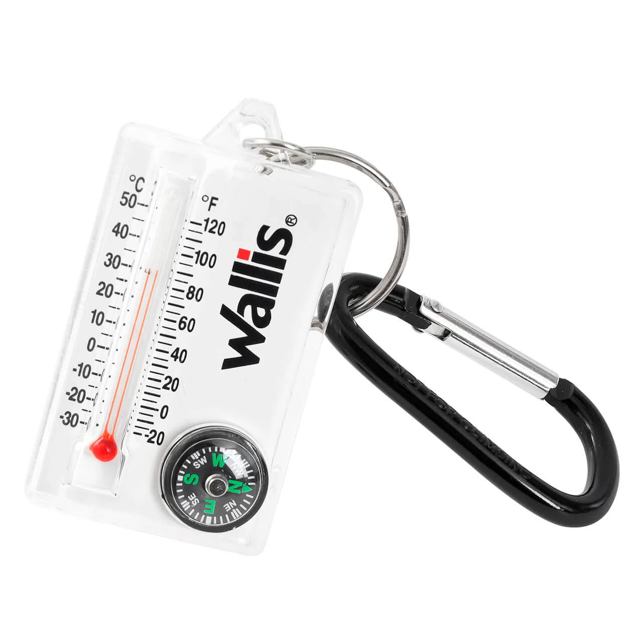 Brújula con térmometro y gancho, blanco con negro - Imagen 4