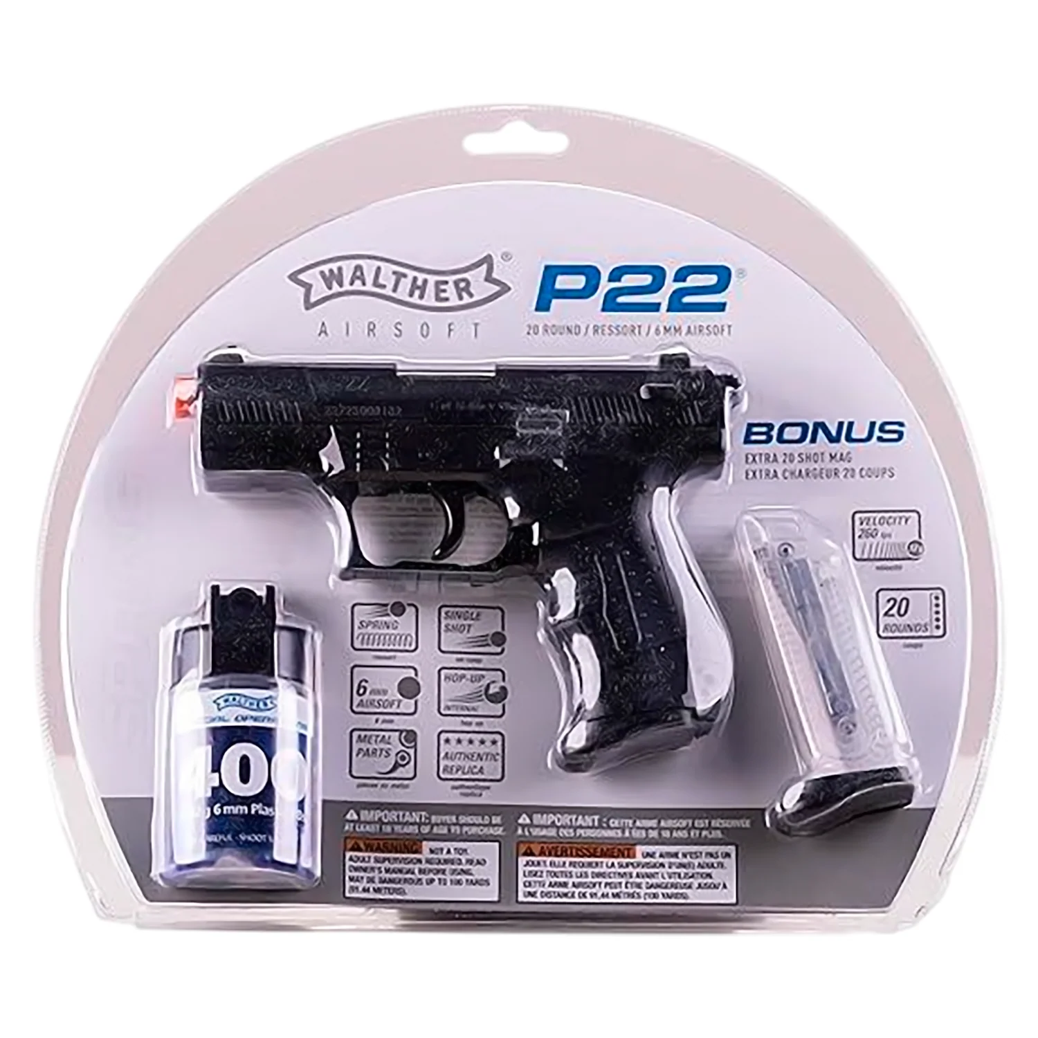 Pistola De Resorte P22 6mm 260 Fps Walther - Imagen 3