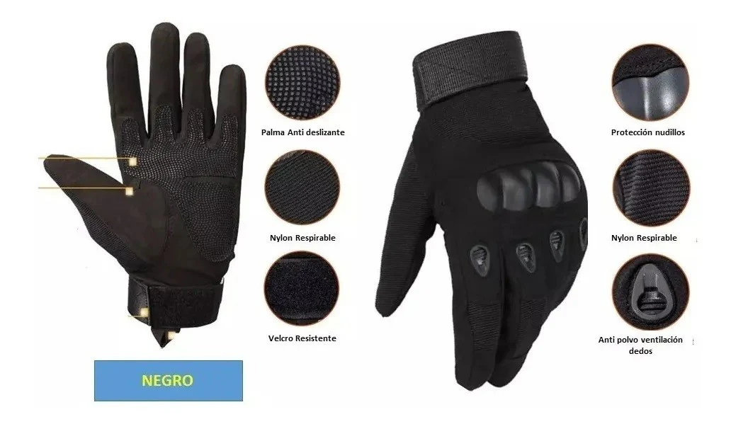 Guantes De Moto Tácticos Militares Dedo Nudillo Refor Unisex - Imagen 8