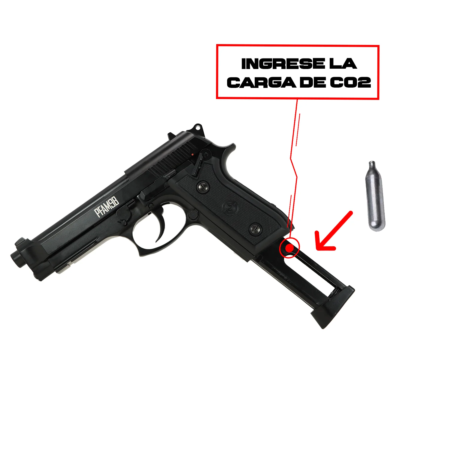 Pistola PFAM9B Blowback Fullmetal De Co2 KIT CROSMAN - Imagen 6