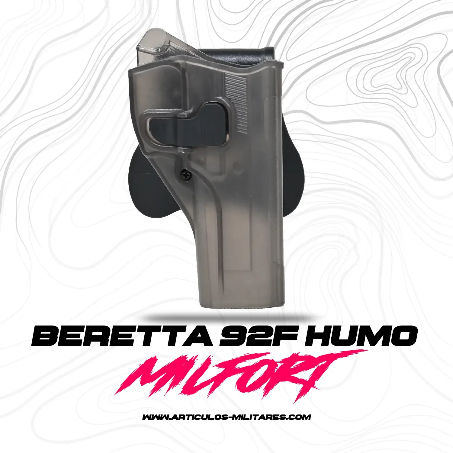Porta Arma Milfort Beretta 92f Color Humo Polimero Reforzado - Imagen 2