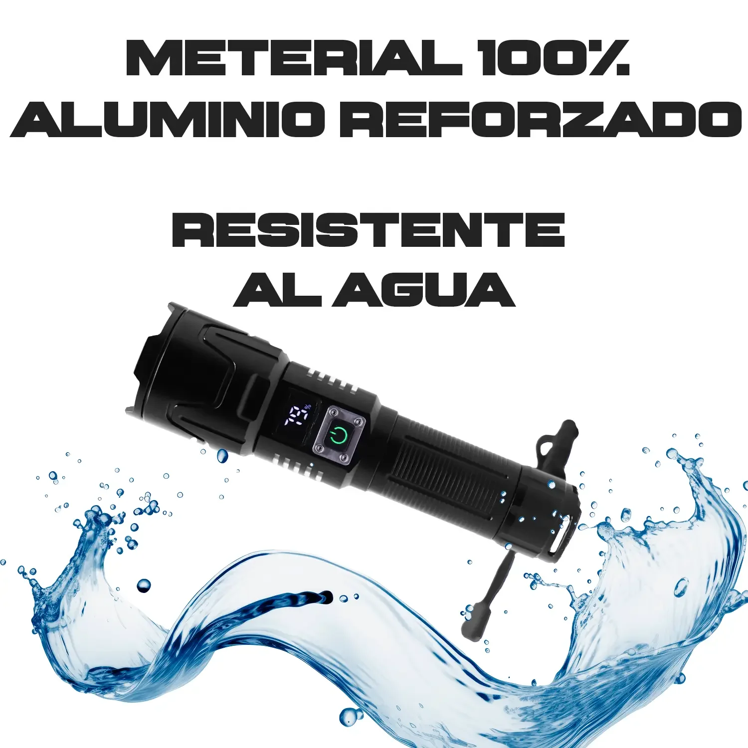 Lampara De Mano Tohil De Aluminio Digital Resistente Al Agua Recargable - Imagen 7