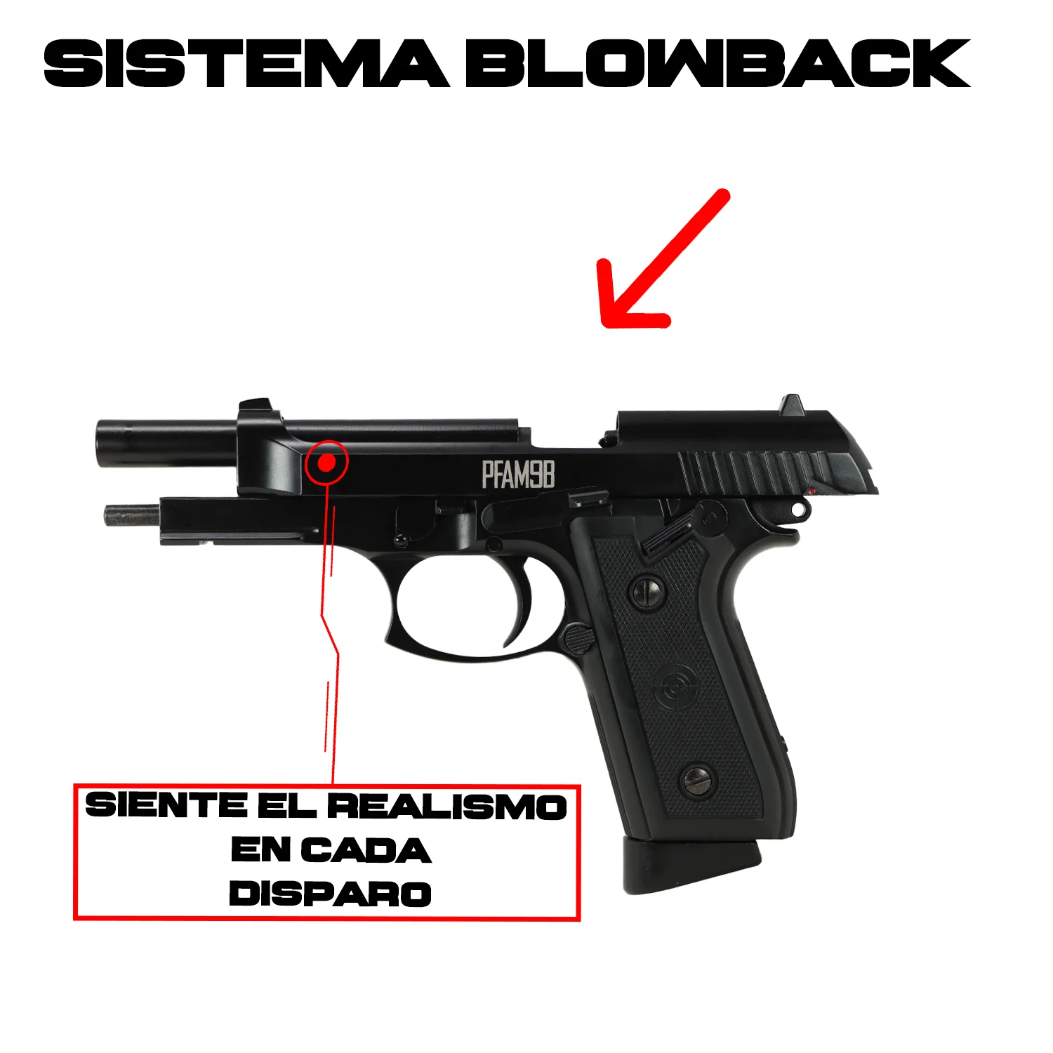 Pistola PFAM9B Blowback Fullmetal De Co2 CROSMAN - Imagen 4