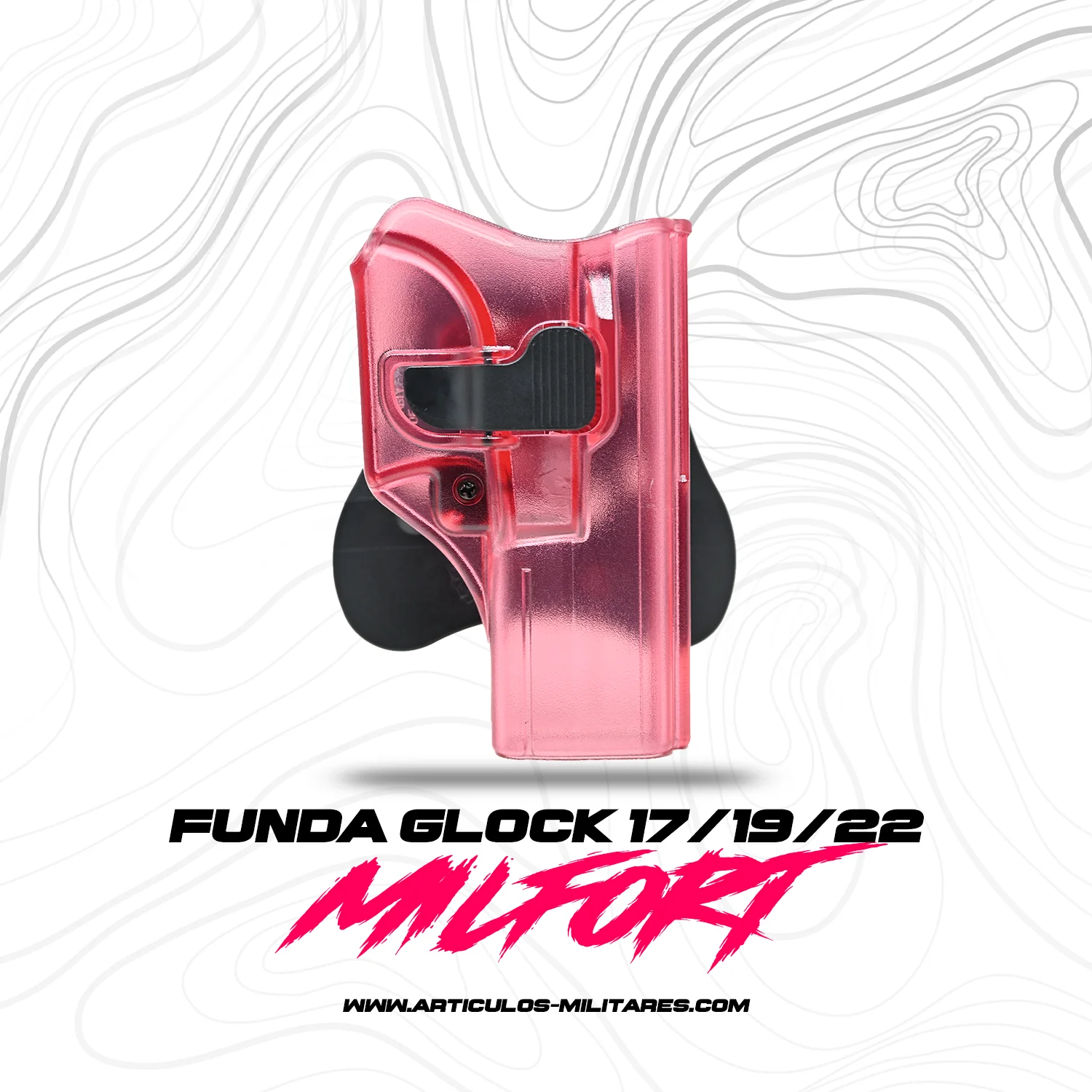 Porta Arma Milfort Glock 17/19/22 Polimero Fucsia