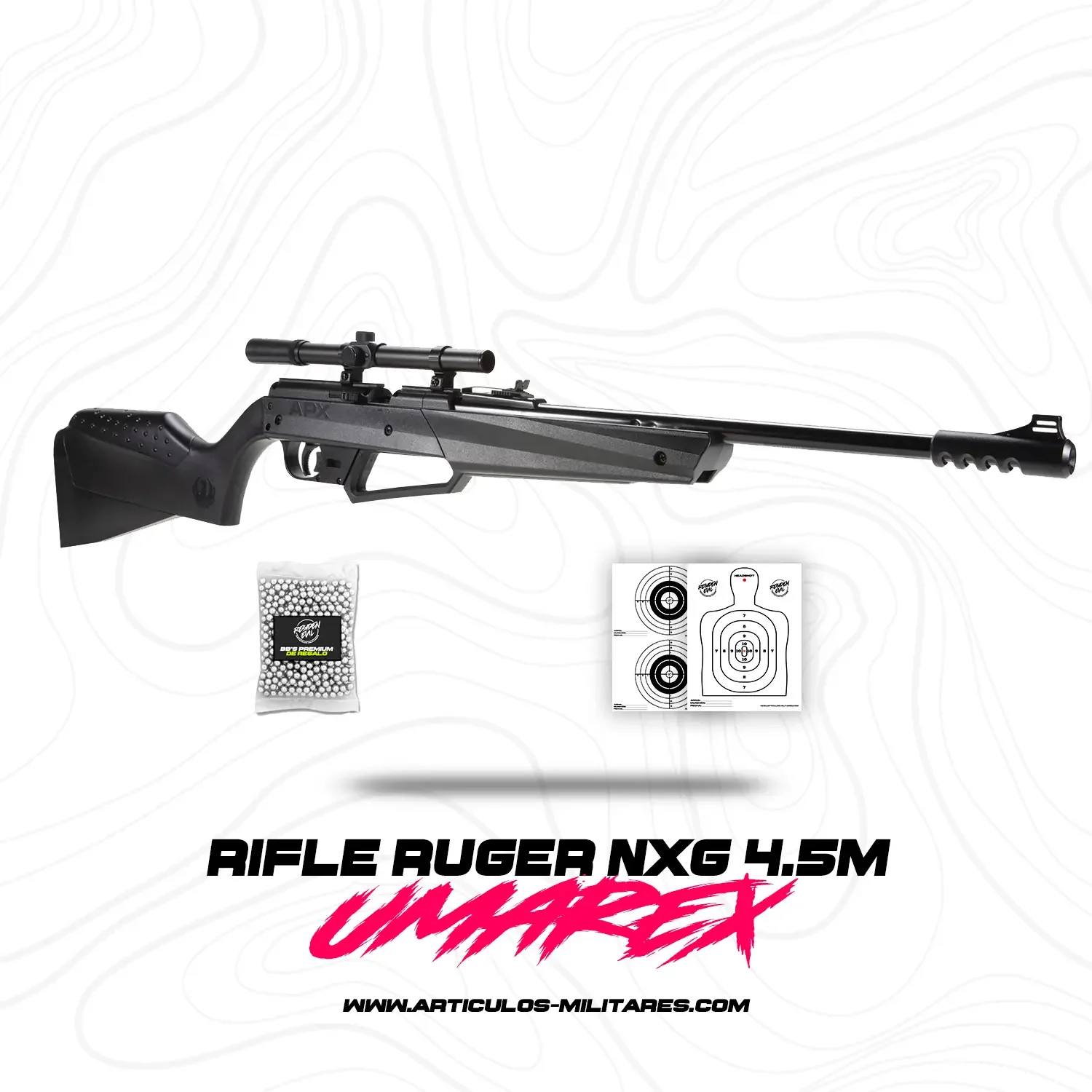 Rifle Carabina Umarex Ruger Nxg Apx 4.5 mm Con BBS y Mira