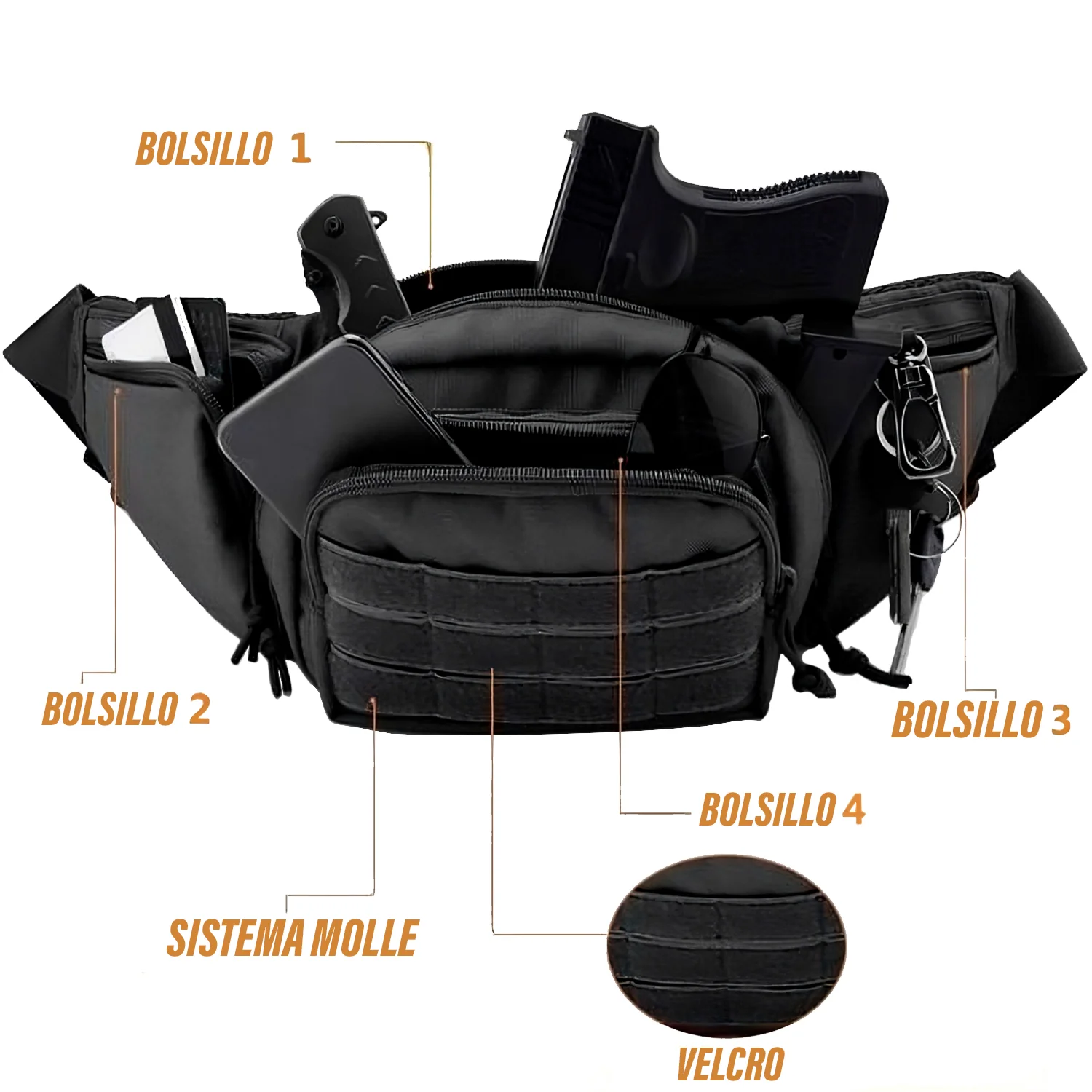 Cangurera Riñonera Táctica Porta Arma - Imagen 5