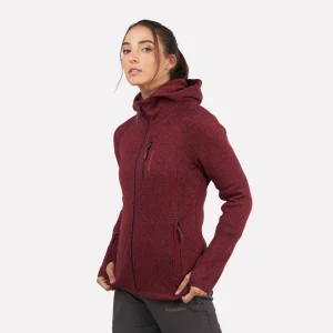 Polar Tejido Hoddie Full-Zip Mujer Tundra Jaspeado Burdeo
