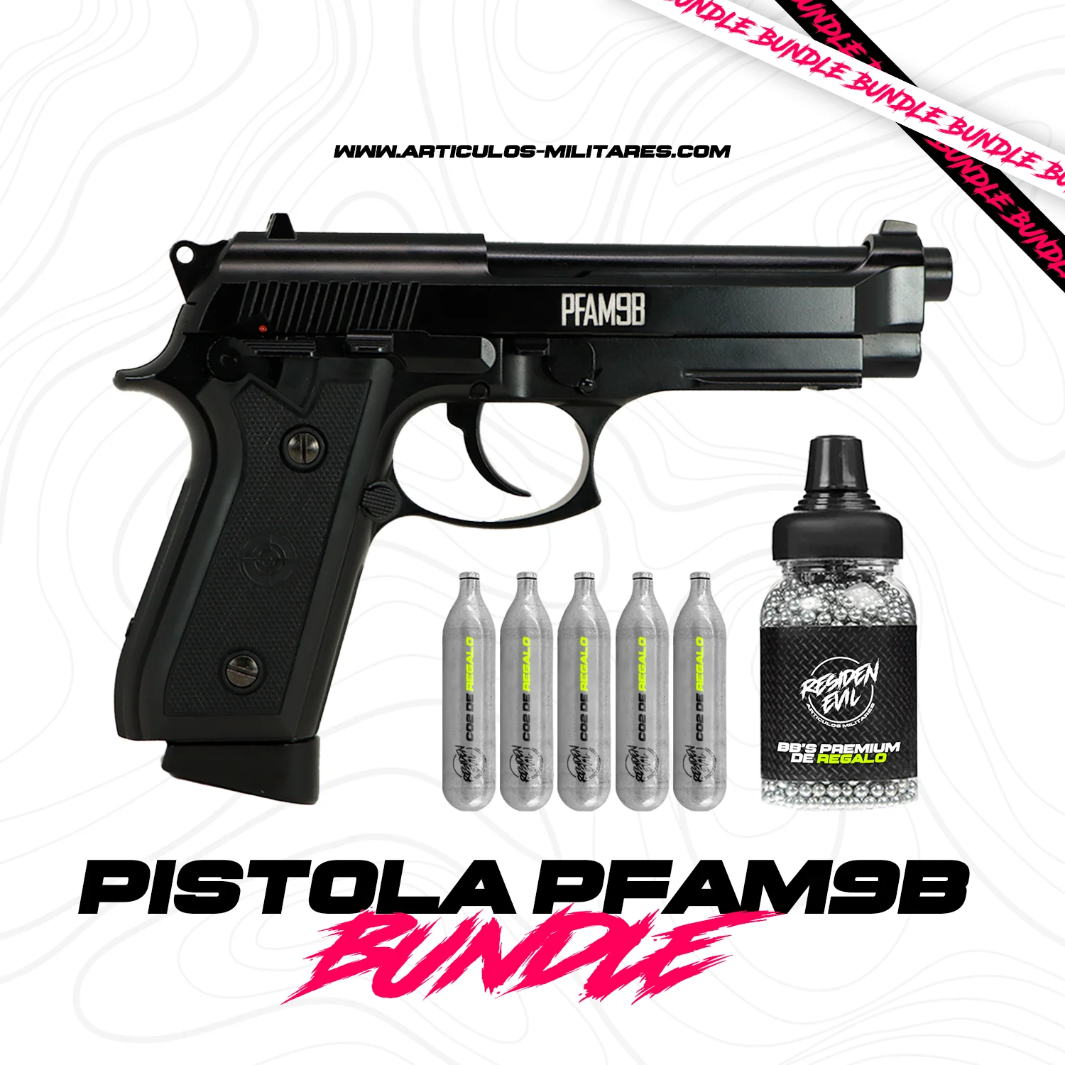 Pistola PFAM9B Blowback Fullmetal De Co2 KIT CROSMAN - Imagen 2
