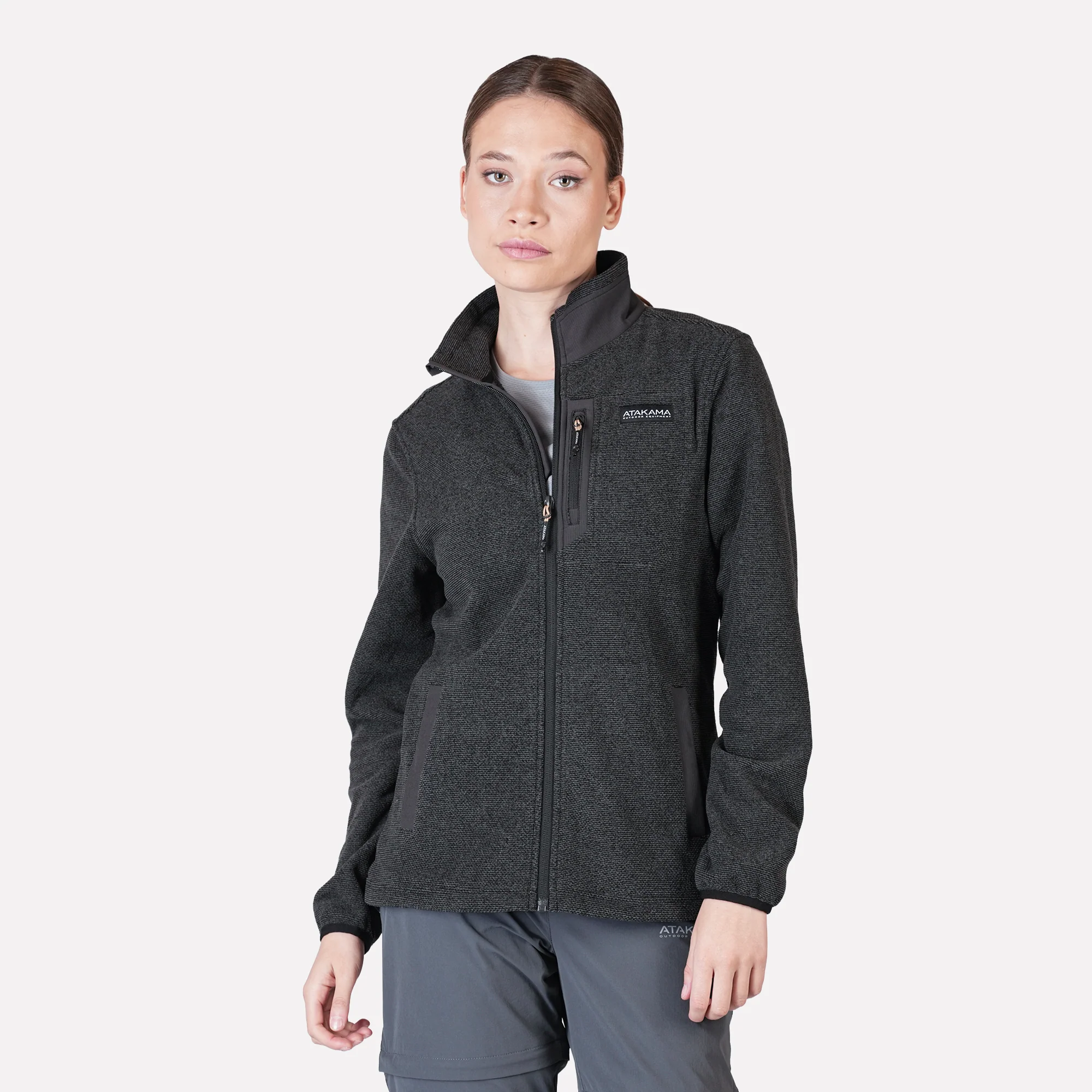 Polar Texturado Mujer Ventisquero Full Zip Gris - Imagen 2