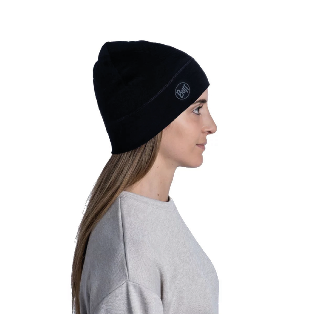 Beanie Merino Lightweight Solid Black – Buff - Imagen 5