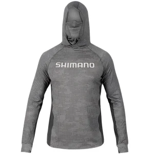 SHIMANO Jersey de Pesca Con Gorro Camuflaje Grey SHMHOODGREY