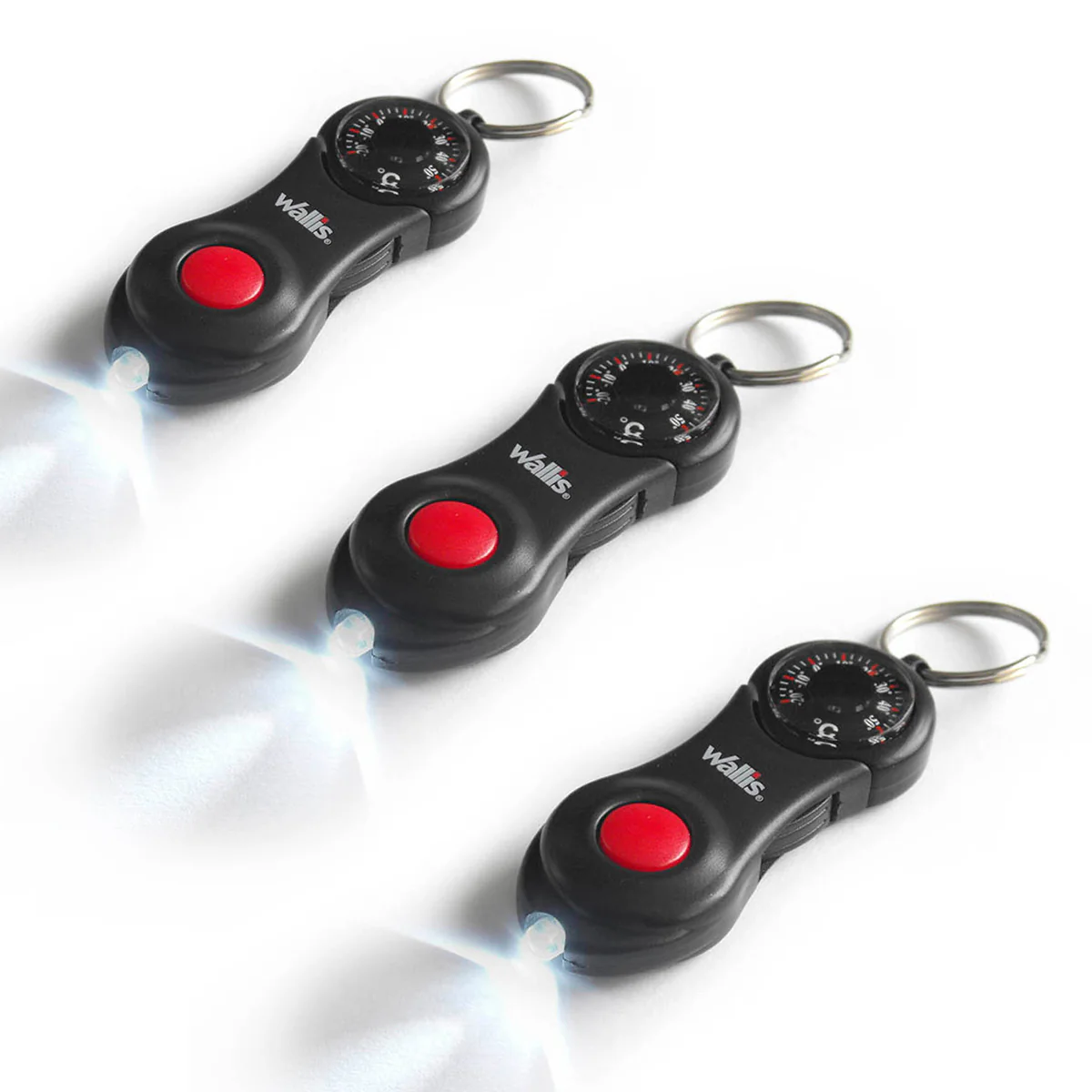 Llaveros con termómetro y luz LED, negro - Imagen 4