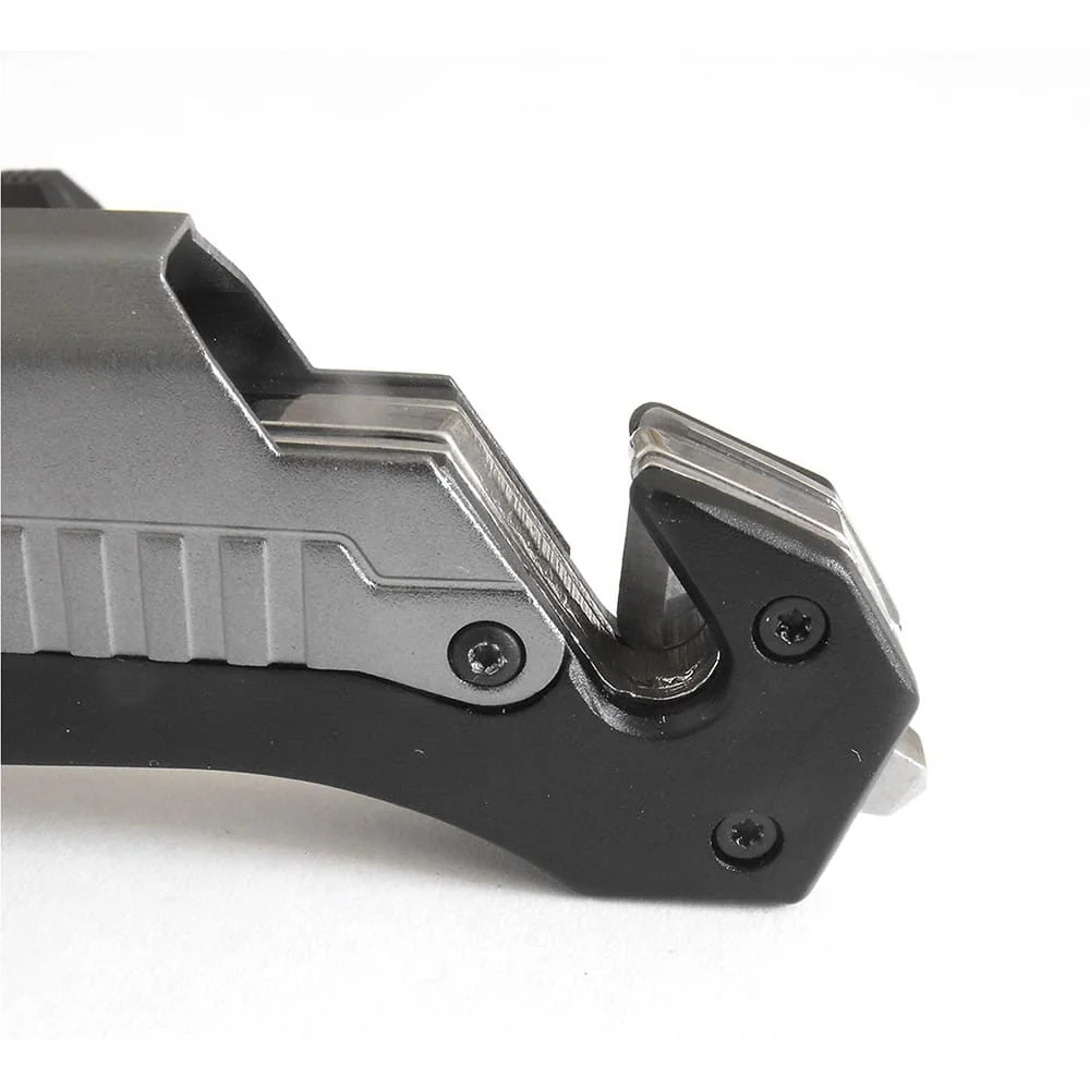 Navaja de bloqueo con mango S.O.S. de metal con clip, LED y pedernal - Imagen 3