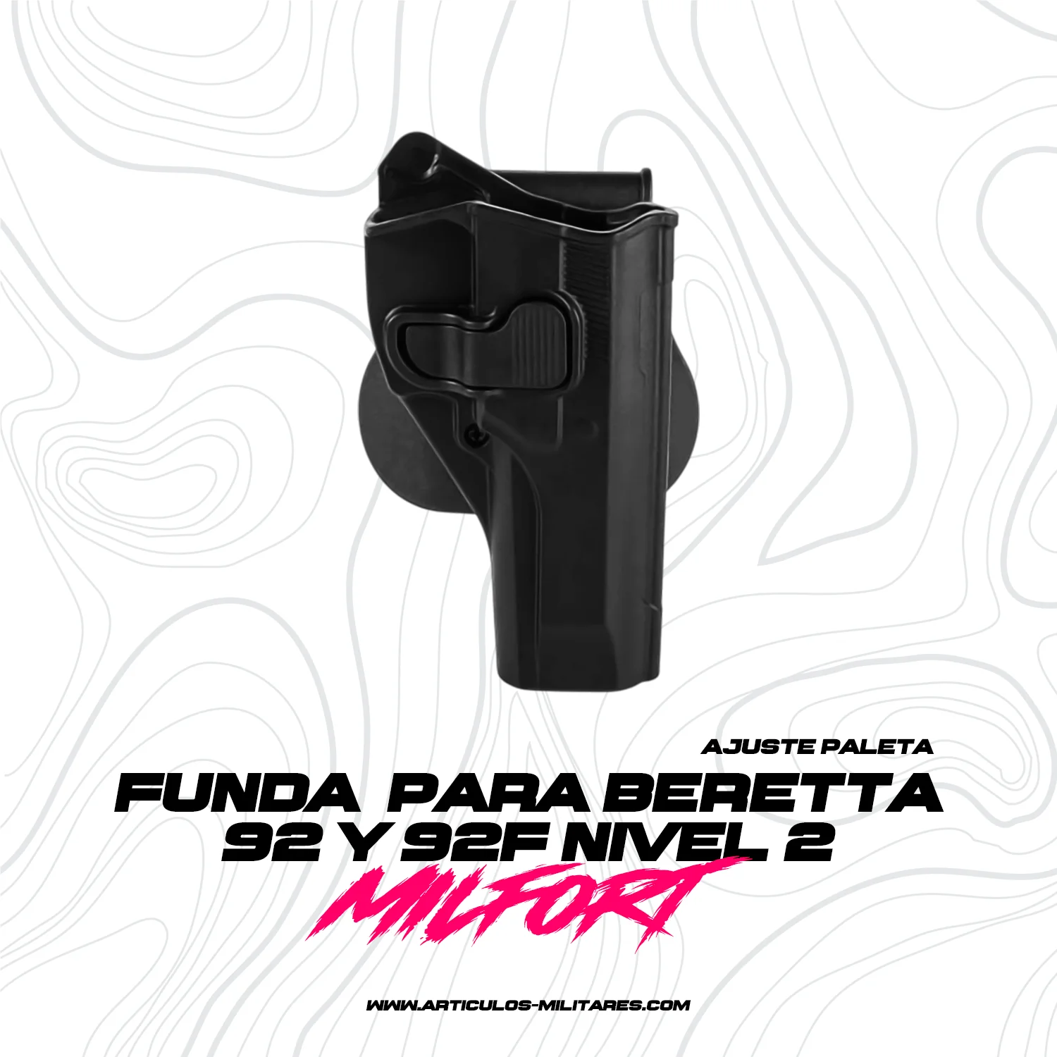 Porta Pistola Funda Milfort Prieto Beretta 92 y 96 - Imagen 2