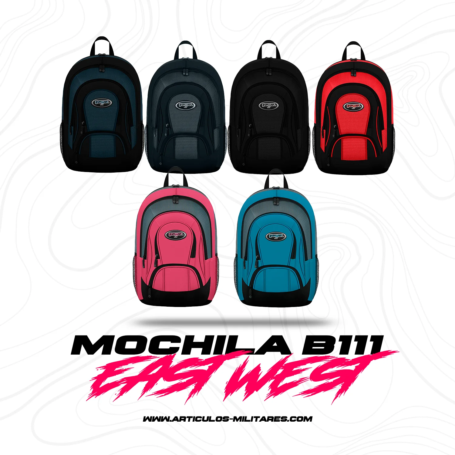 Mochila Escolar East West Ligera Con Porta Botella Varios Colores - Imagen 2